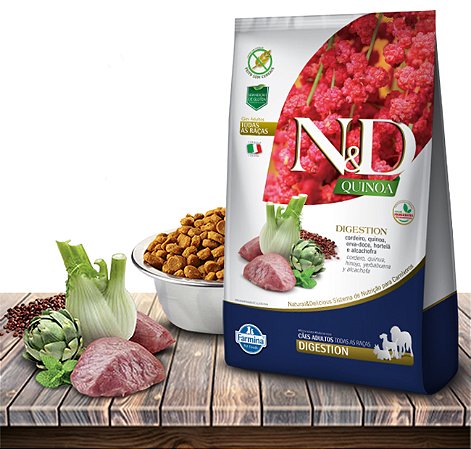 Ração Seca Farmina N&D Quinoa Canine Digestion Cordeiro para Cães Adultos de todas as Raças - 2,5Kg