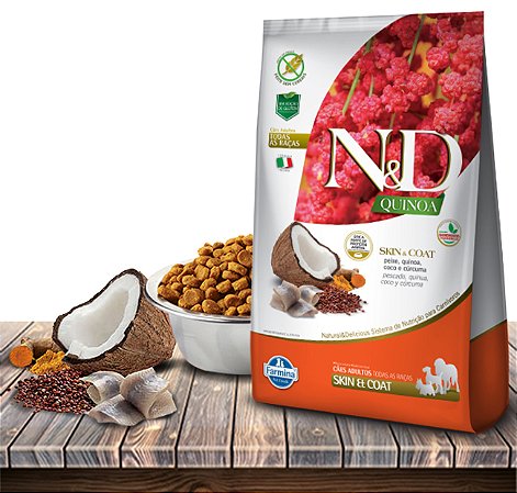 Ração Seca Farmina N&D Quinoa Canine Skin & Coat Peixe para Cães Adultos de Todas as Raças com Pele Sensível -  2,5Kg