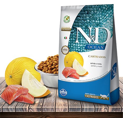 Ração Seca ND Ocean Feline Salmão e Melão Adult para Gatos Adultos Castrados - 7,5kg