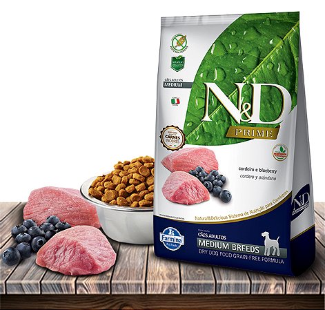 Ração Seca Farmina N&D Prime Canine Cordeiro & Blue Adult Medium Breeds para Cães Adultos de Raças Médias - 10,1Kg