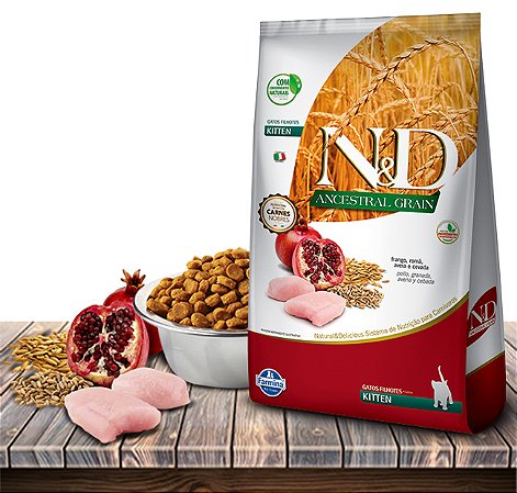 Ração Seca Farmina N&D Ancestral Feline Frango & Romã para Gatos Filhotes - 400Gr