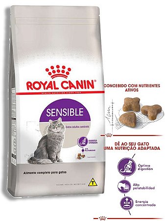 Ração Royal Canin Sensible para Gatos Adultos com Tendências a Sensibilidades Digestivas - 1,5Kg