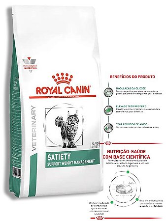 Ração Royal Canin Veterinary Diet Satiety para Gatos Obesos - 1,5Kg