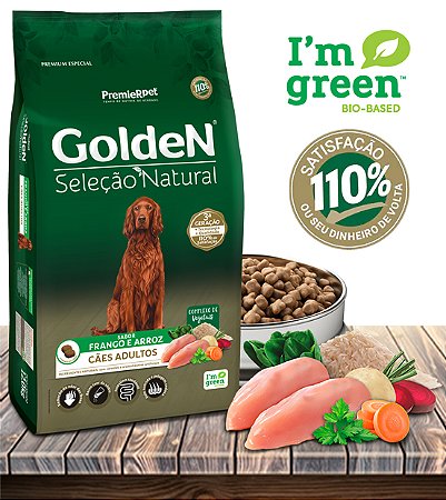 Ração Seca PremieRPet Golden Seleção Natural Frango e Arroz para Cães Adultos - 3Kg