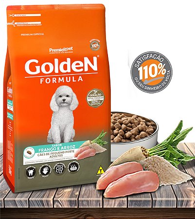 Ração Seca PremieRPet Golden Fórmula Mini Bits Frango e Arroz para Cães Adultos de Raças Pequenas - 10,1Kg