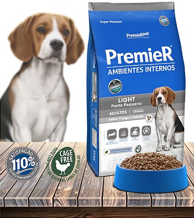 Ração Seca PremieRPet Ambientes Internos Light para Cães Adultos de Pequeno Porte em Manutenção do Peso - 1Kg