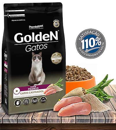 Ração Seca PremieRPet Golden Frango para Gatos Adultos Castrados - 1Kg