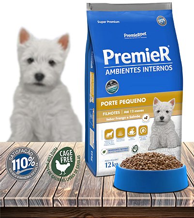 Ração Seca PremieRPet Ambientes Internos Frango e Salmão para Cães Filhotes - 2,5Kg