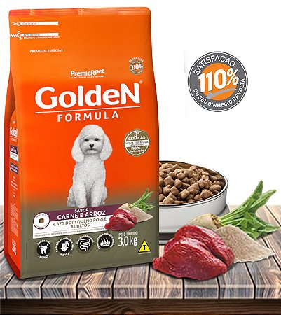Ração Seca PremieRPet Golden Fórmula Mini Bits Carne e Arroz para Cães Adultos de Raças Pequenas - 1Kg