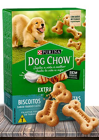 Biscoitos Nestlé Purina Dog Chow Extra Life Frango e Leite para Cães Filhotes de Todas as Raças - 300Gr