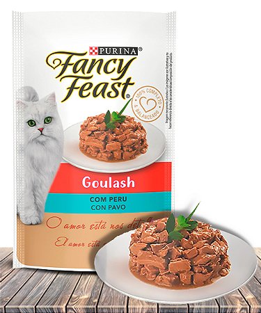 Racão Úmida Nestlé Purina Fancy Feast Sachê Goulash com Peru para Gatos Adultos - 85Gr