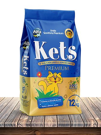 Alfa Pet Areia Higiênica Kets sem Odor Premium para Gatos - 12Kg