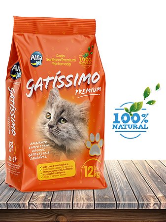 Alfa Pet Areia Higiênica Natural Gatissimo Premium - 12kg