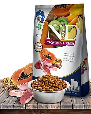 Ração Seca Farmina N&D Tropical Selection Cordeiro, Cereais e Frutas Tropicais para Cães Adultos de Raças Médias e Maxi - 2+0,5Kg