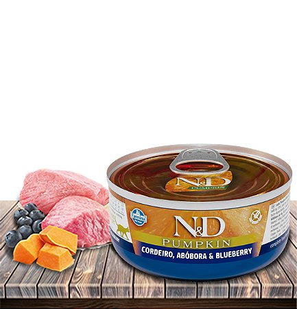 Ração Úmida Farmina N&D Pumpkin Feline Cordeiro, Abóbora  Blueberry para Gatos Adultos - 70Gr