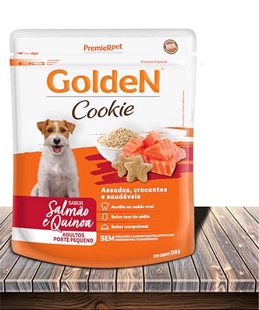 Biscoito PremieRPet Golden Cookie Salmão e Quinoa para Cães Adultos Porte Pequeno - 350Gr