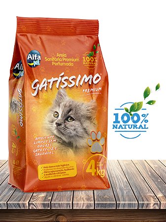 Alfa Pet Areia Higiênica Natural Gatissimo Premium - 4kg