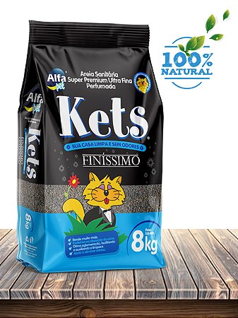 Alfa Pet Areia Higiênica Kets Super Premium Finíssima para Gatos - 8Kg