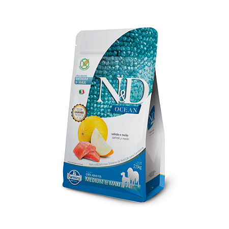 N&D OCEAN CANINE ADULTO MEDIUM MAXI SALMAO 2,5 KG