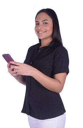 Camisa Social Feminina M/Curta - Tricoline