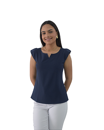 Camisa Social Feminina Manga Shell - Tricoline