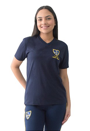 MRW044 - Camiseta Unissex M/Curta em P.V (Azul Marinho) - Ensino Fundamental
