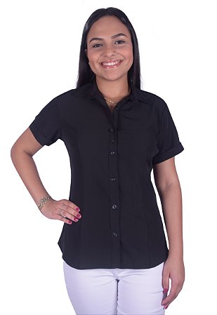 Camisa Social Feminina M/Curta - Microfibra