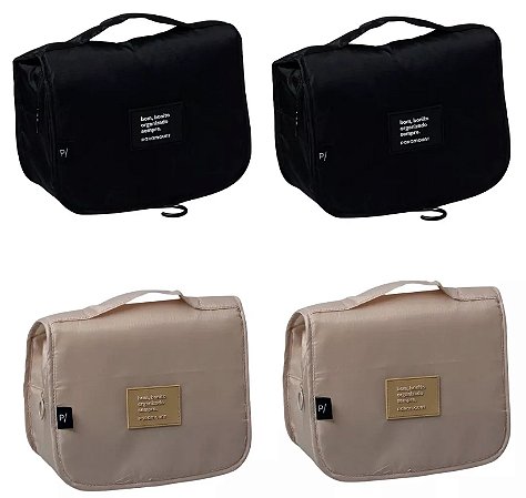 Necessaire de Viagem Premium - PRETO E CREME 22,5 x 18,5