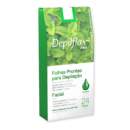 Folhas Prontas Depilação Facial Hortelã 24 Unidades Depilflax