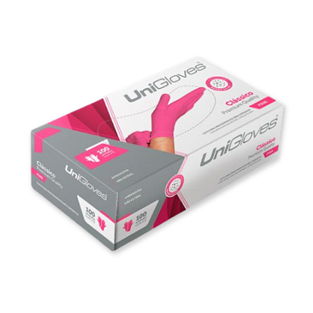 Luva Látex Com Pó Rosa 100 Unidades UniGloves