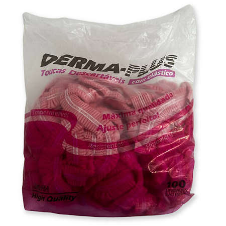 Touca Sanfonada Rosa Claro 100 Unidades Derma-Plus