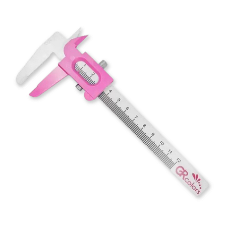 Paquímetro Branco e Rosa Com Trava 12cm