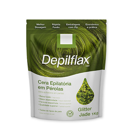 Cera Depilatória em Pérolas Glitter Jade 1kg Depilflax