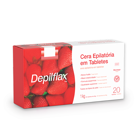 Cera Quente Morango em Tabletes 1kg Depilflax
