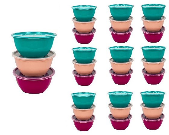 Kit 30 Saladeiras 3,5L C/ tampa Tigela kit color Atacado Revenda