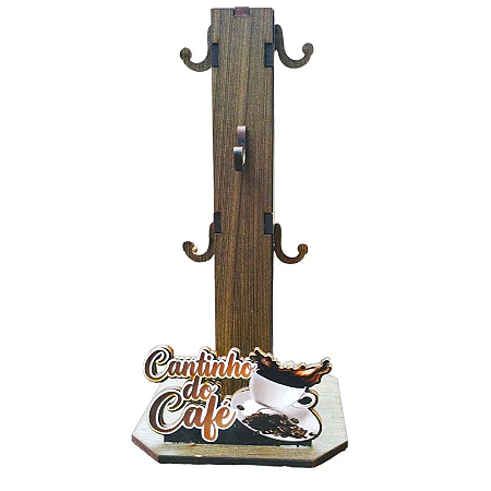 Porta Xicaras para Cafe Mdf 6 Ganchos Cantinho do Café Suporte Organizador Xícara Decoração Cozinha