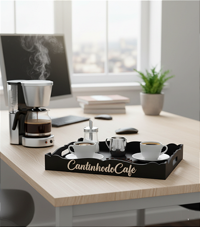 Bandeja Arabesco MDF Pintada Para Cantinho Do Café Decoração Organização Cozinha