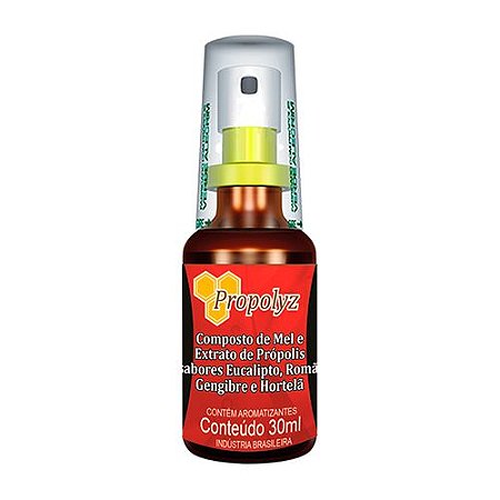 SPRAY DE PROPOLIS MEL ,EUCALIPTO ,ROMÃ, GENGIBRE E HORTELÃ 30ML PROPOLYZ