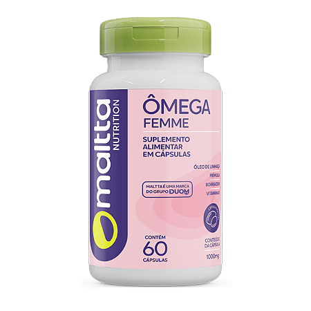 ÔMEGA FEMME LINHAÇA, BORRAGEM E PRÍMULA 60 CÁPSULAS 1000 MG MALTTA