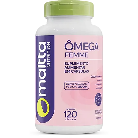 ÔMEGA FEMME LINHAÇA, BORRAGEM E PRÍMULA 120 CÁPSULAS 1000 MG MALTTA