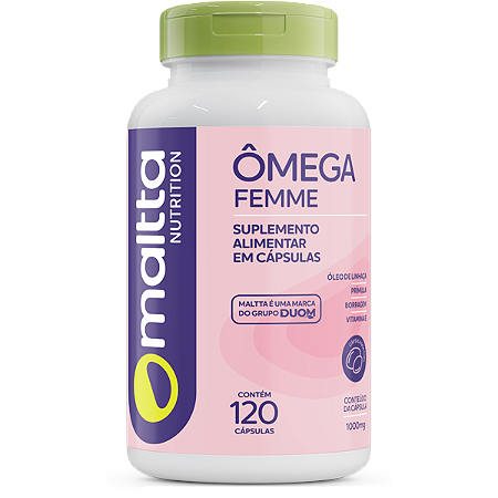 ÔMEGA FEMME LINHAÇA, BORRAGEM E PRÍMULA 120 CÁPSULAS 1000 MG MALTTA