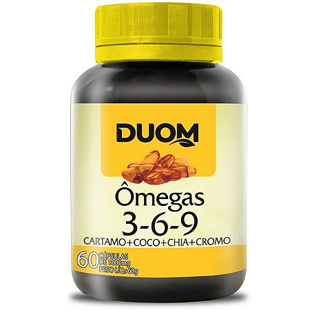 ÔMEGAS 3-6-9 CÁRTAMO COCO CHIA CROMO 1000MG 60 CÁPSULAS DUOM