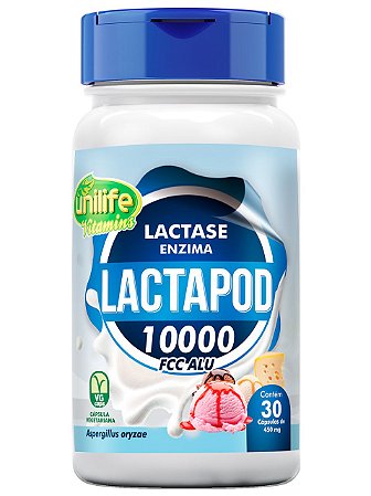 LACTASE LACTAPOD 10.000 FCC 30 CÁPSULAS 450MG UNILIFE