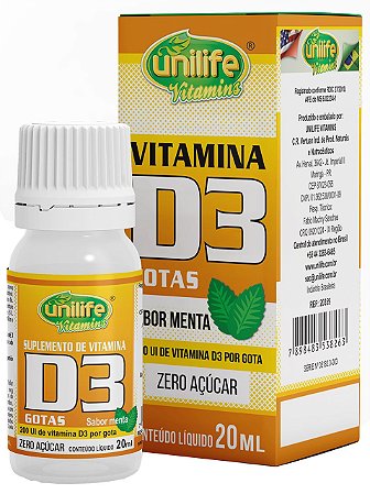 VITAMINA D3 GOTAS 2000 UI SABOR MENTA 20ML UNILIFE