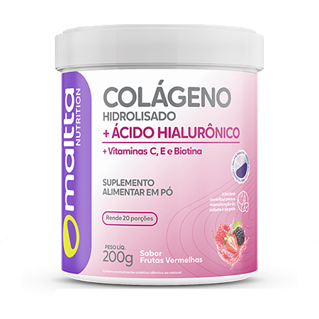COLÁGENO HIDROLISADO + ACIDO HIALURONICO SABOR FRUTAS VERMELHAS 200G MALTTA