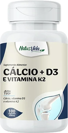 CALCIO + D3 E VITAMINA K2 100 CÁPSULAS 500MG NATUSVIDA