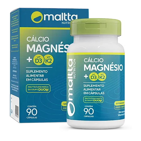 CÁLCIO + MAGNÉSIO + K2 + D3 90 CÁPSULAS MALTTA