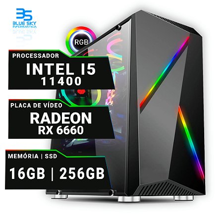 Computador Gamer Intel I5 11400, RX 6600 8GB, SSD 512GB Nvme, 16GB DDR4 RGB, 500W