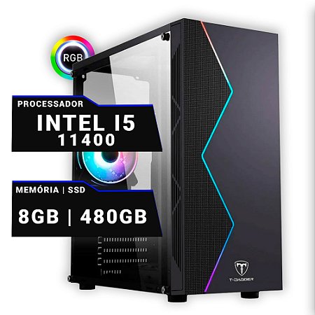 Computador Intel I5 11400, SSD 480GB, 8GB DDR4, 500W
