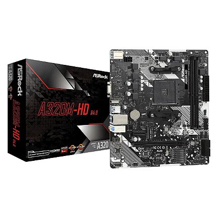 Placa Mãe ASRock A320M-HD R4.0 Chipset A320 AM4 mATX DDR4